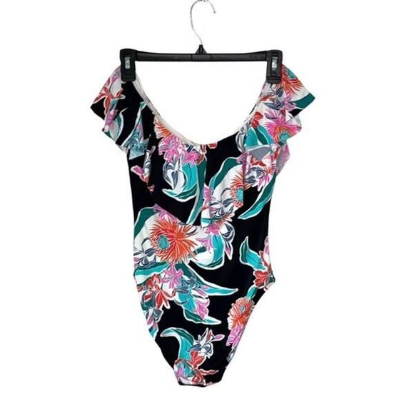 Trina Turk Womens Tropic Wave Off The Shoulder One Piece Swimsuit Multicolor 4 - Picture 5 of 10